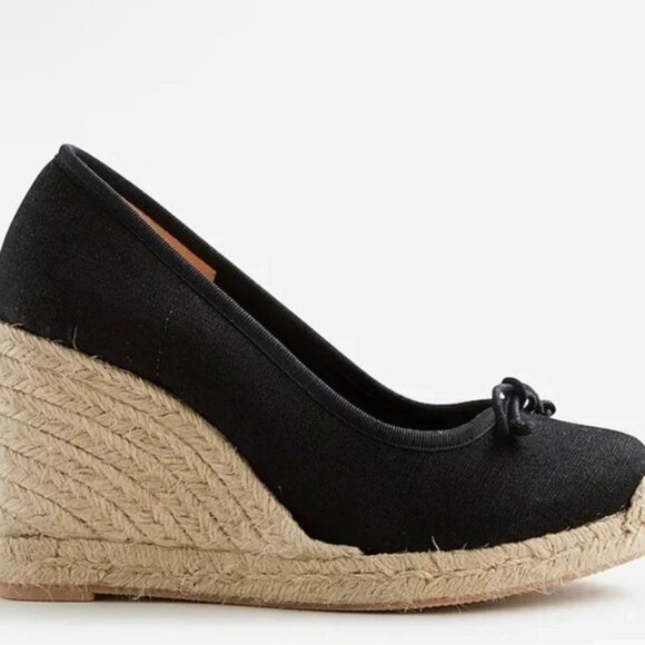 J.Crew Seville Made-in-Spain Espadrille Wedges - Black (NEW) - Picture 2 of 7